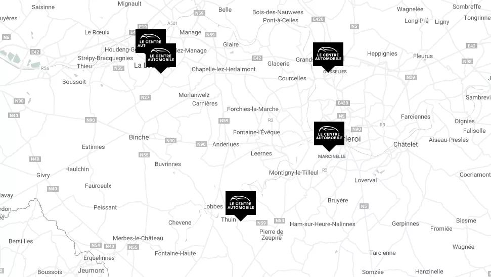 Localisations centre automobile